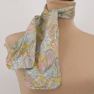 Vtg Paisley Floral Bag Neck Scarf Headband‎ Pastel Mod Retro 60s 70s 35 x 5